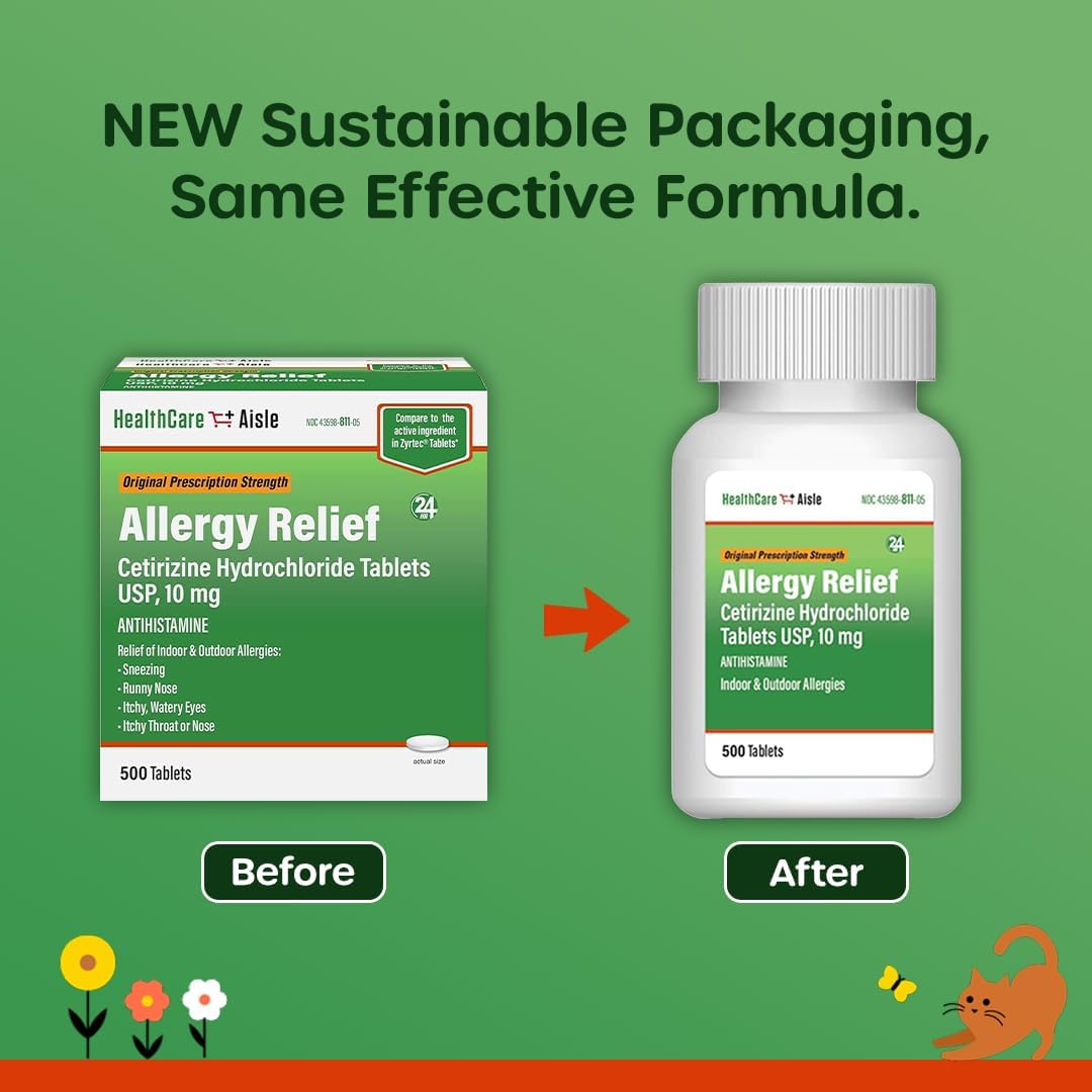 500 Tablets of Cetirizine Hydrochloride 10mg for Allergy Relief - Original Prescription Strength Medication for 24-Hour Relief - Espot.com.au
