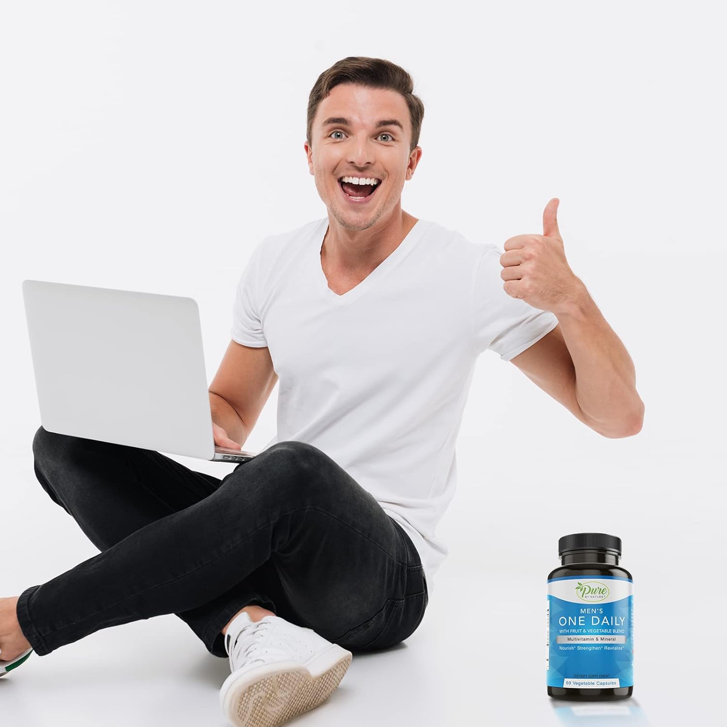 Men's One-Daily Multivitamin for Immune Support - Non-GMO Ingredients, Energy Boosting Vitamins & Minerals - 60 Veggie Capsules - Espot.com.au
