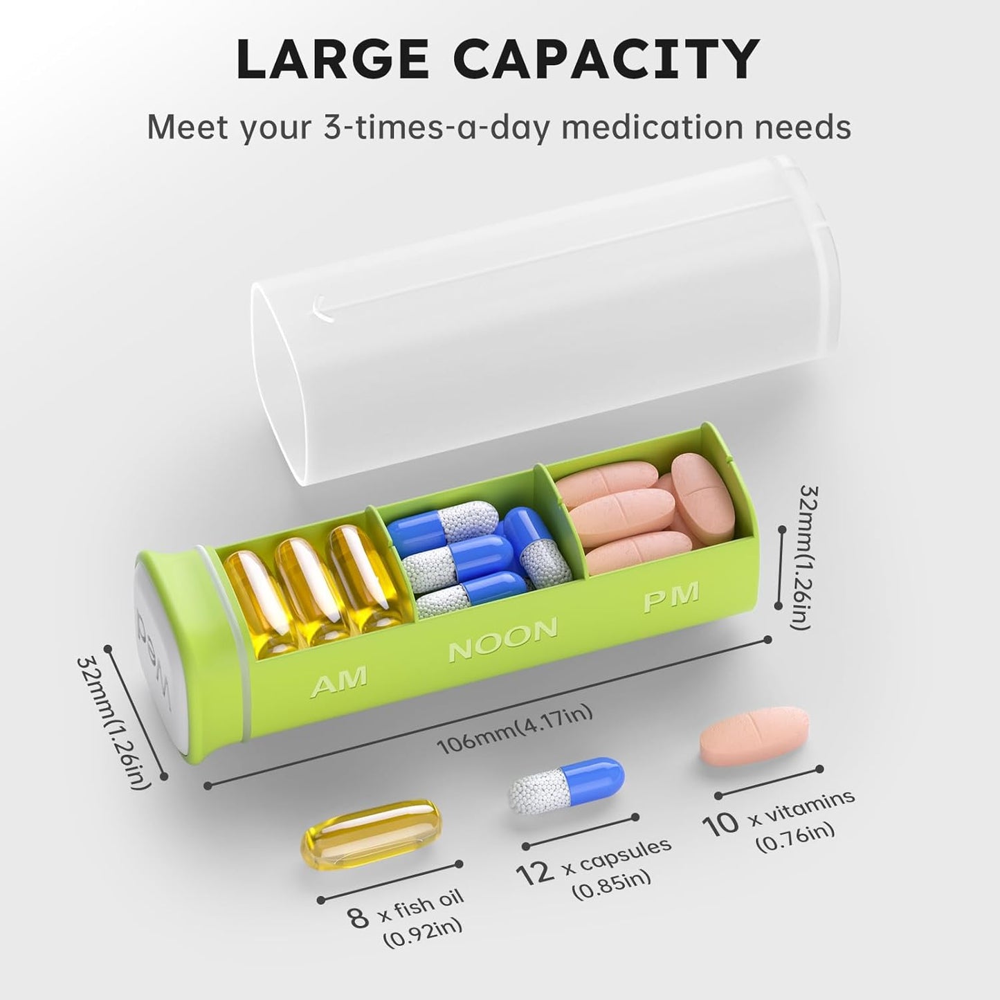 koviuu-weekly-pill-organizer-set---1-time-a-day-black-3-times-a-day-white---pill-case-for-medication-management-2