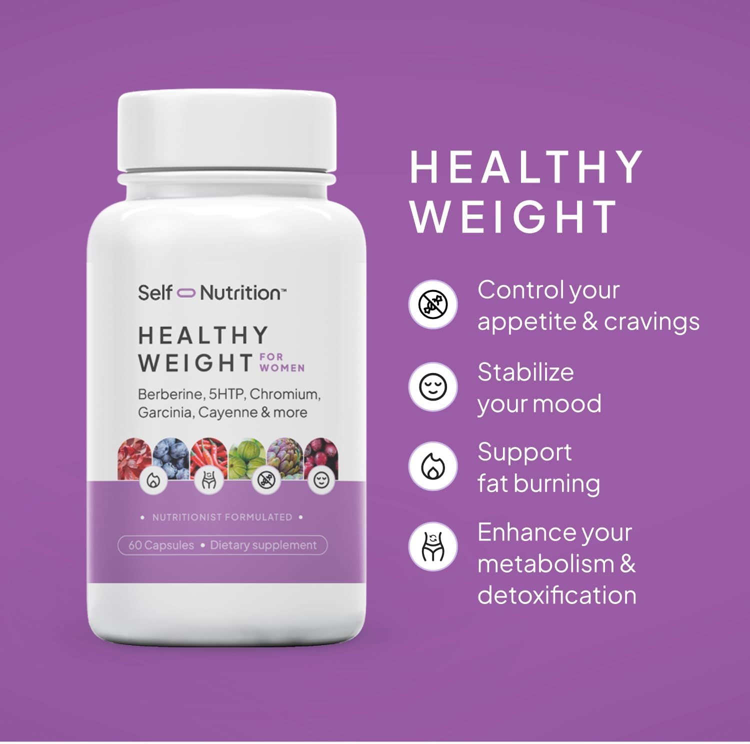 Women's Vegan Weight Loss Supplement for Appetite Control and Metabolism Boost - 60 Capsules - Espot.com.au