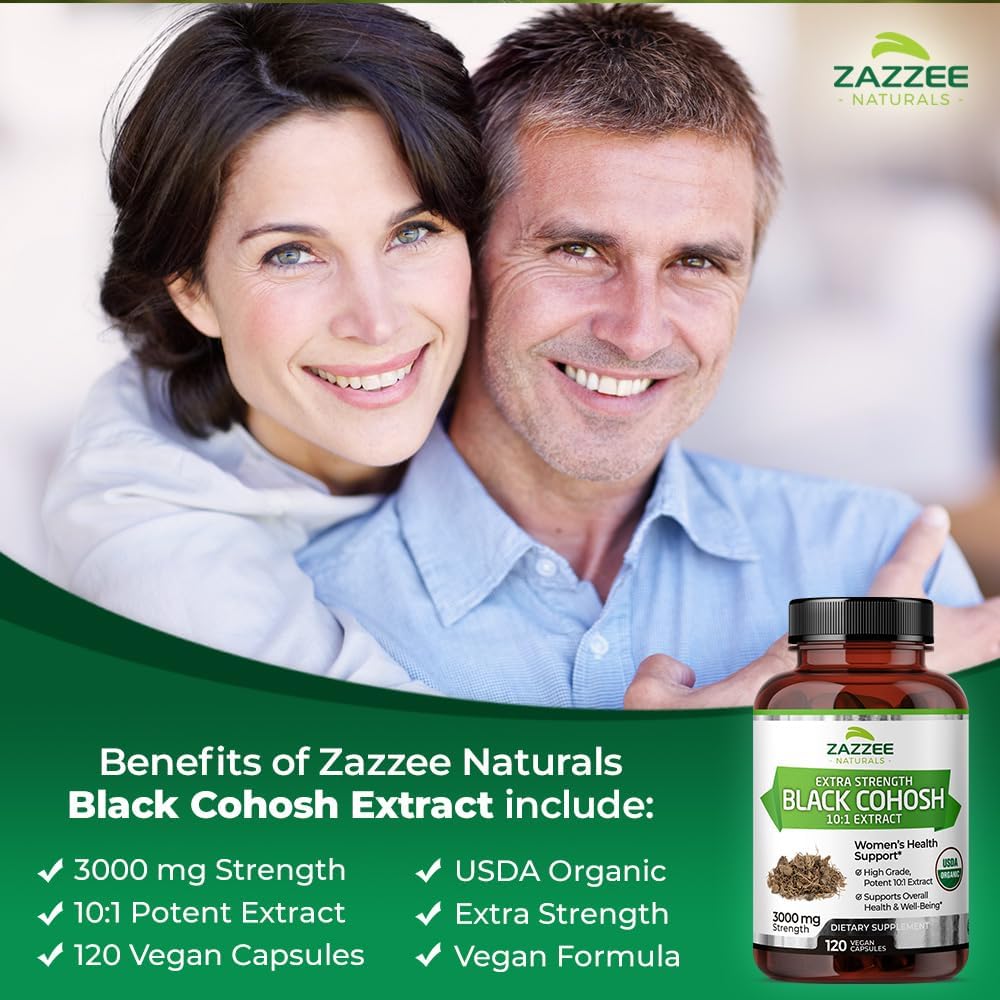 Organic Black Cohosh 10:1 Extract Capsules - 3000mg, 120 Vegan Capsules - 4 Month Supply - Non-GMO, Made in USA - Vegetarian Formula - Espot.com.au