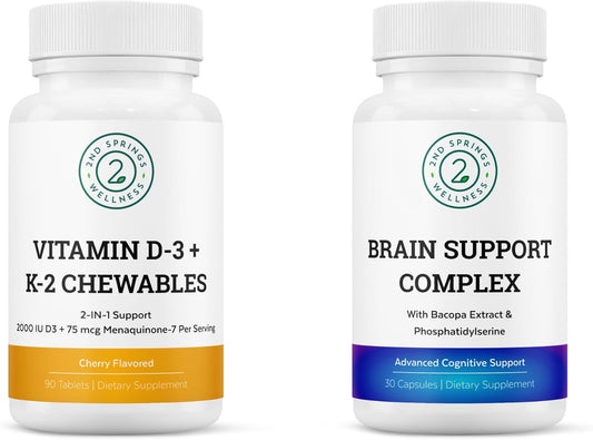 Vitamin D3+K2 & Brain Support Complex Bundle for Vitality Boost - 2nd Springs - Espot.com.au