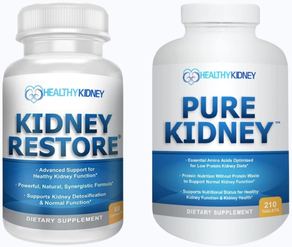 2-Pack Bundle: Kidney Restore & Pure Kidney for Cleansing & Supporting Protein Levels with Low Protein Diet - Kidney Health Support - Espot.com.au