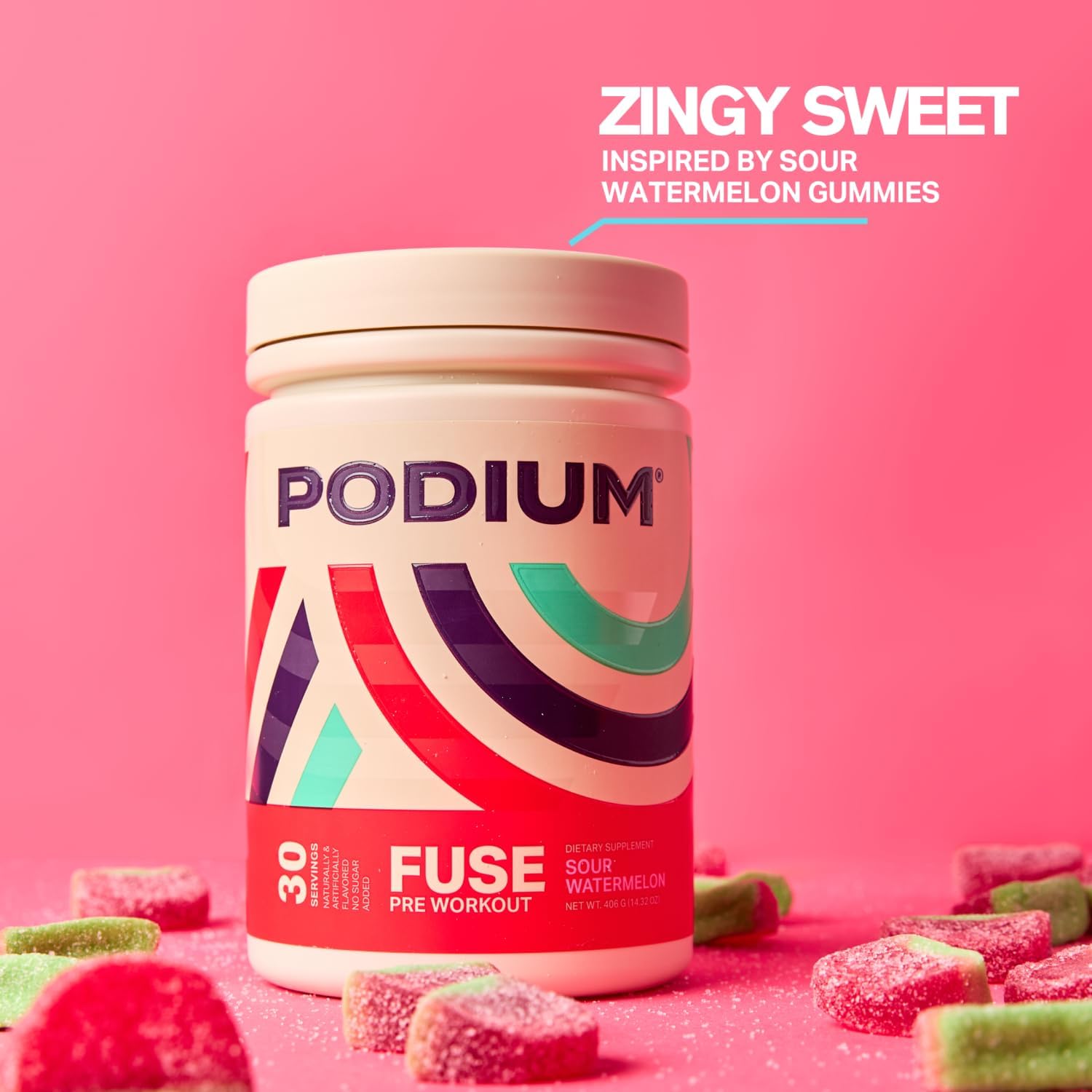 30 Servings Sour Watermelon Pre-Workout Powder with Beta Alanine and Caffeine for Energy - Gluten, Soy, and Dairy Free by Podium Nutrition - Espot.com.au