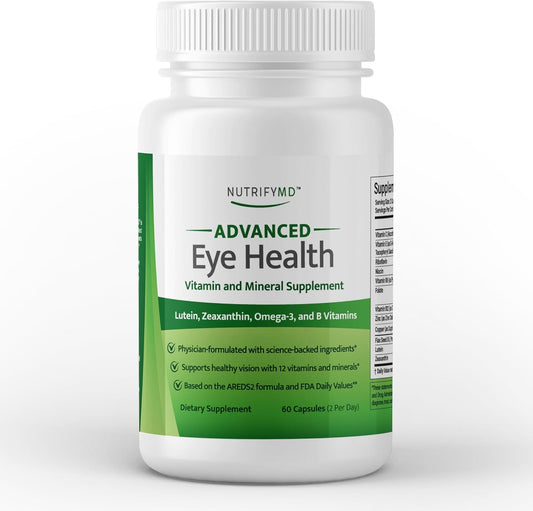 NutrifyMD Eye Health Supplement with Lutein, Zeaxanthin, Omega-3, B Vitamins - 60 Capsules - Espot.com.au