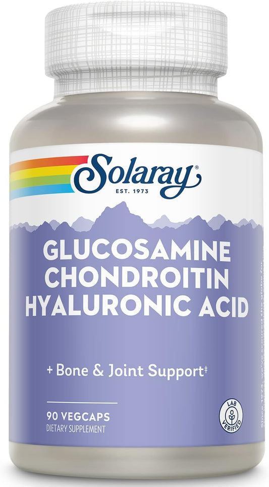 High Strength Glucosamine Chondroitin Hyaluronic Acid Supplement 90 Capsules by SOLARAY - 1500mg/1000mg/20mg Formula for Joint Health - Espot.com.au