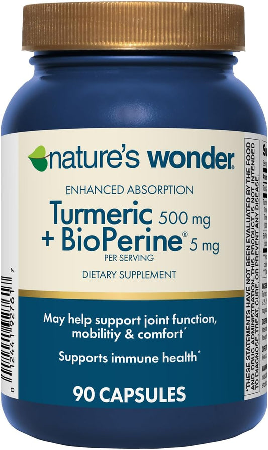 Turmeric Supplement with BioPerine for Joint Function & Mobility - Enhanced Absorption Turmeric Complex, 500 mg with BioPerine 5 mg, 90 Vegetarian Capsules - Espot.com.au