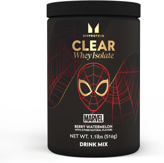 Myprotein Marvel-Inspired Clear Whey Isolate Protein Powder, 1.1 Lb - Spider-Man Berry Watermelon Flavor, 20g Protein per Serving, Clear Protein Drink for Superhero Workouts - Espot.com.au