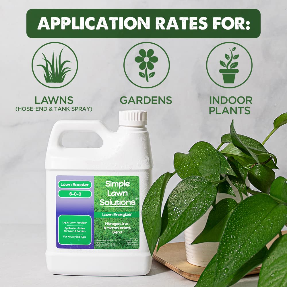 Liquid Turf Concentrated Fertilizer with Iron & Nitrogen - Commercial Grade Lawn Energizer Micronutrient Booster for All Grass Types - 1 Quart Bottle by Simple Lawn Solutions - Espot.com.au
