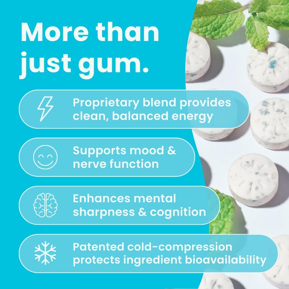 Sugar-Free NeuroGum Energy Caffeine Gum (144 Pieces) with L-Theanine, Natural Caffeine, Vitamin B12 & B6 - Nootropic Energy Supplement for Women & Men - Peppermint & Cinnamon Flavor - Espot.com.au