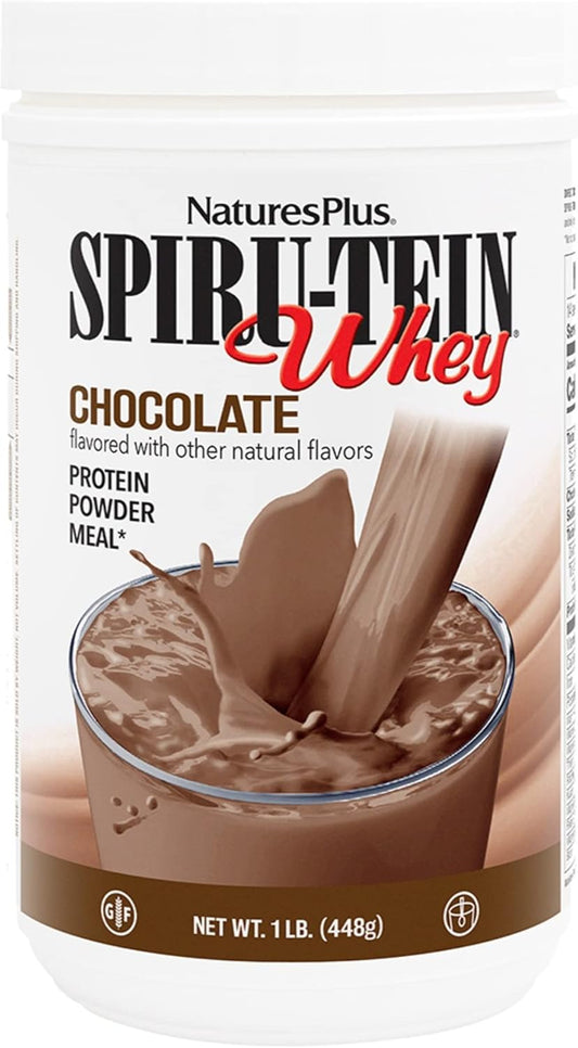 natures-plus-spiru-tein-whey-shake-chocolate---1-lb---whey-protein-powder-with-spirulina-vitamins-minerals---gluten-free---14-servings---chocolate-whey-protein-shake-1