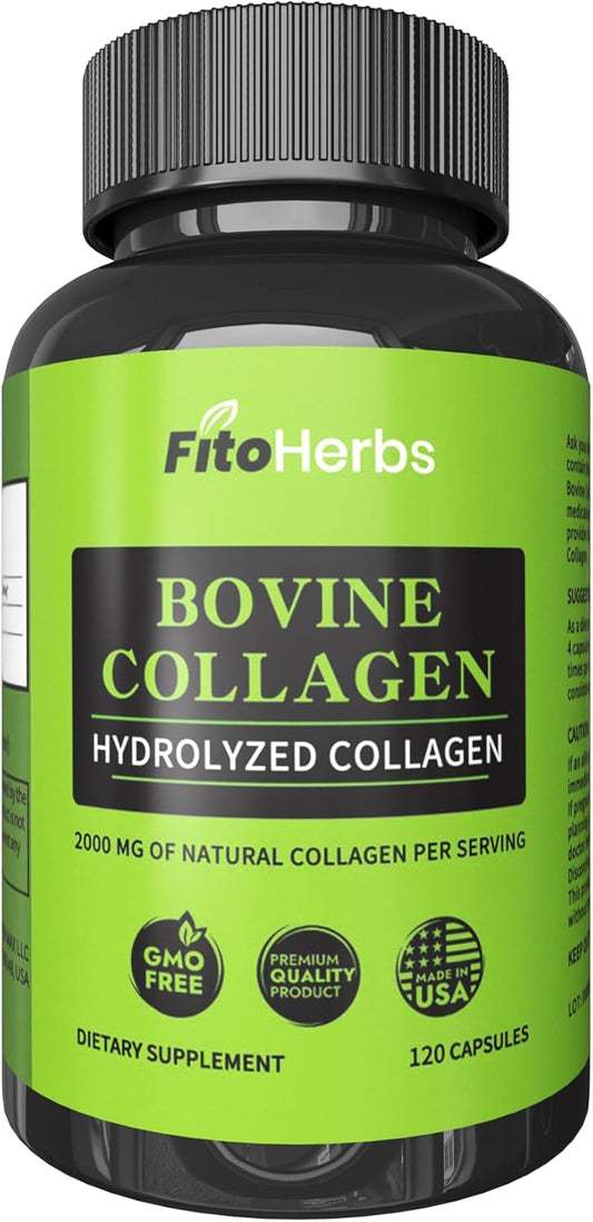 Hydrolyzed Bovine Collagen Peptides Capsules for Joint, Nerve, and Bone Support - Vegan Formula for Men & Women - Non-GMO - 120 Capsules - Espot.com.au