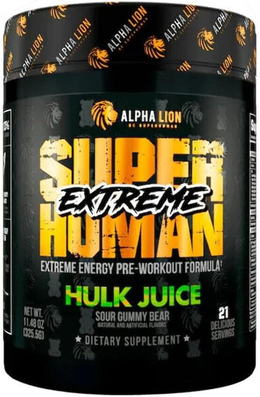 Superhuman Extreme Pre Workout Powder with Beta Alanine, L-Taurine, and Caffeine for Energy, Nitric Oxide and Citrulline for Pump - 21 Servings, Sour Gummy Bear Flavor - Espot.com.au