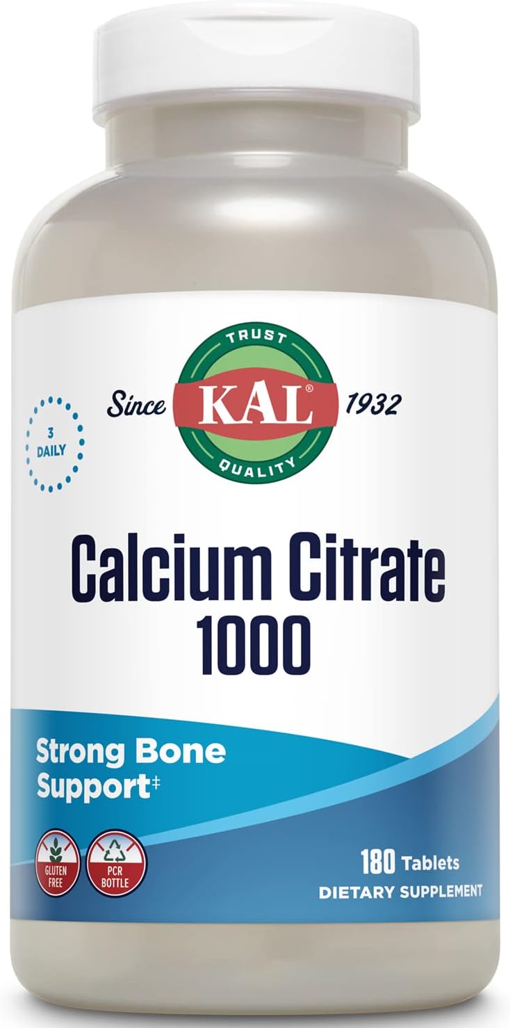 Calcium Citrate 1000mg Supplement for Bone & Heart Health, 180 Tablets - Gluten Free, Lab Verified - Women & Men's Calcium Tablets, Supports Nervous & Muscular System - Espot.com.au