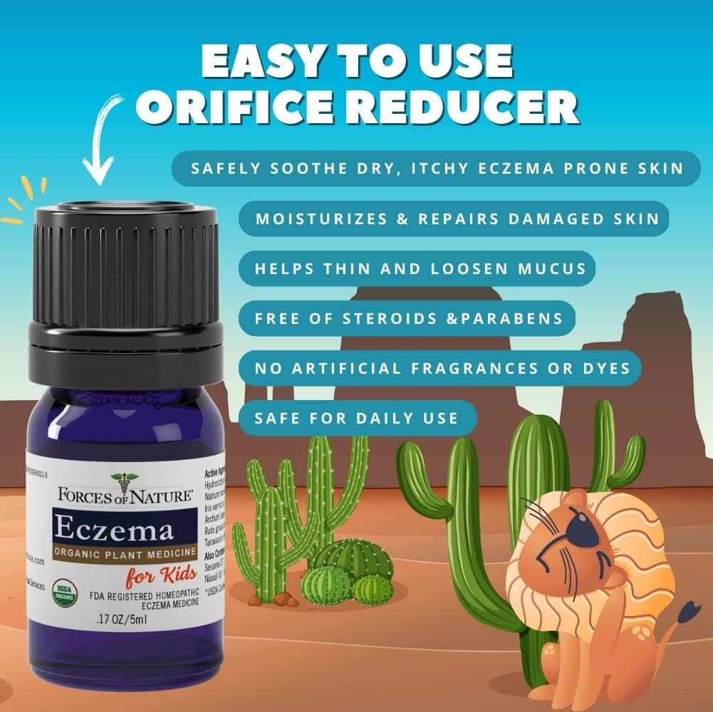 Organic Homeopathic Eczema Control for Kids, 0.17 Fl Oz - Soothing Treatment for Dry, Itchy Skin - Multi Symptom Relief, Steroid-Free Care from Forces of Nature - Espot.com.au