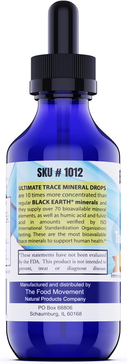 Black Earth Ultimate Trace Minerals 10x Strength - Fulvic & Humic Acid Supplement for Athletes - Non GMO Vegan - 2oz Dropper - Espot.com.au