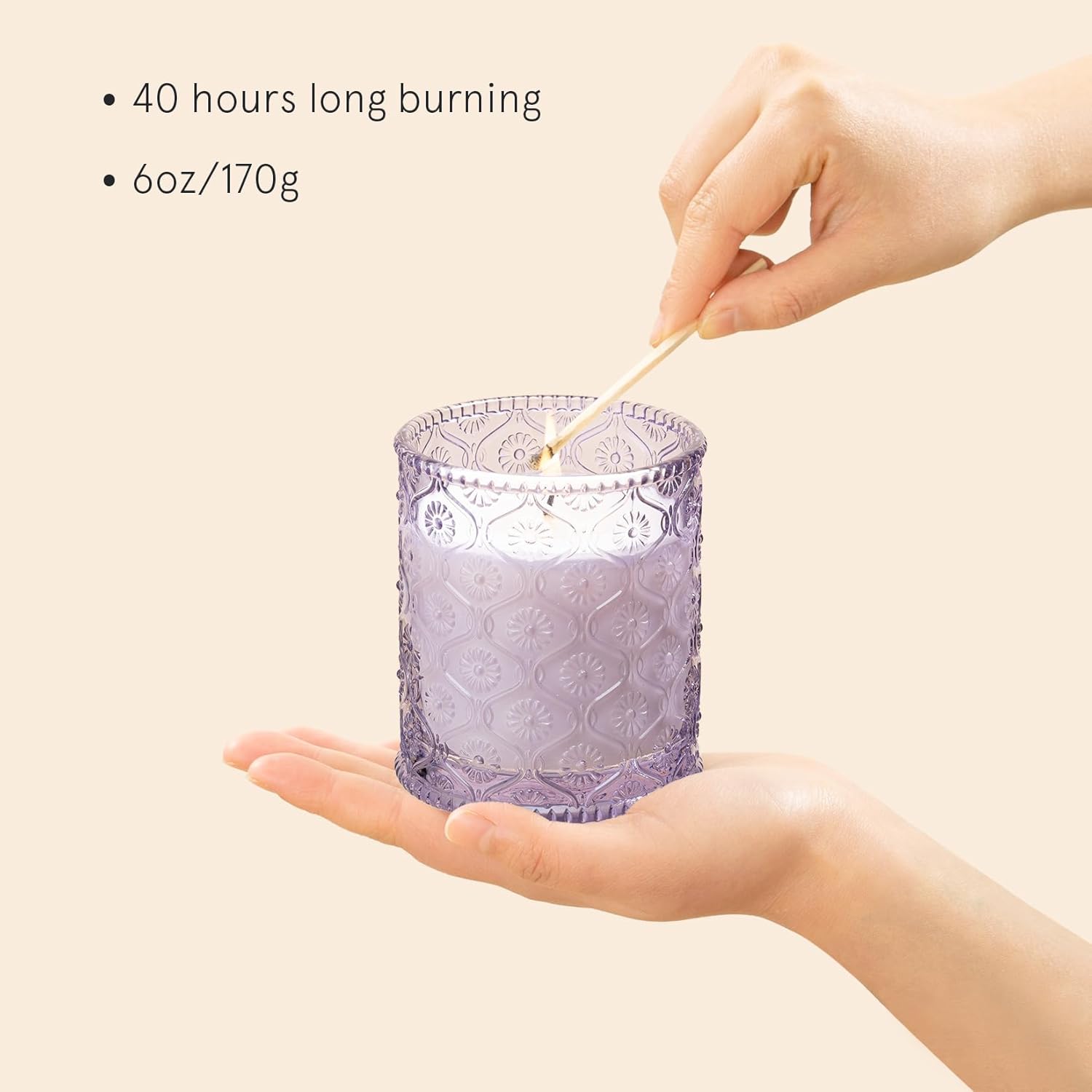 Lavender Scented Candle for Women - Jardin de Lavender Lilac Aromatherapy Candle Gift - 6 Oz, 40 Hour Burn Time - Home Scented Candle by LA JOLIE MUSE - Espot.com.au