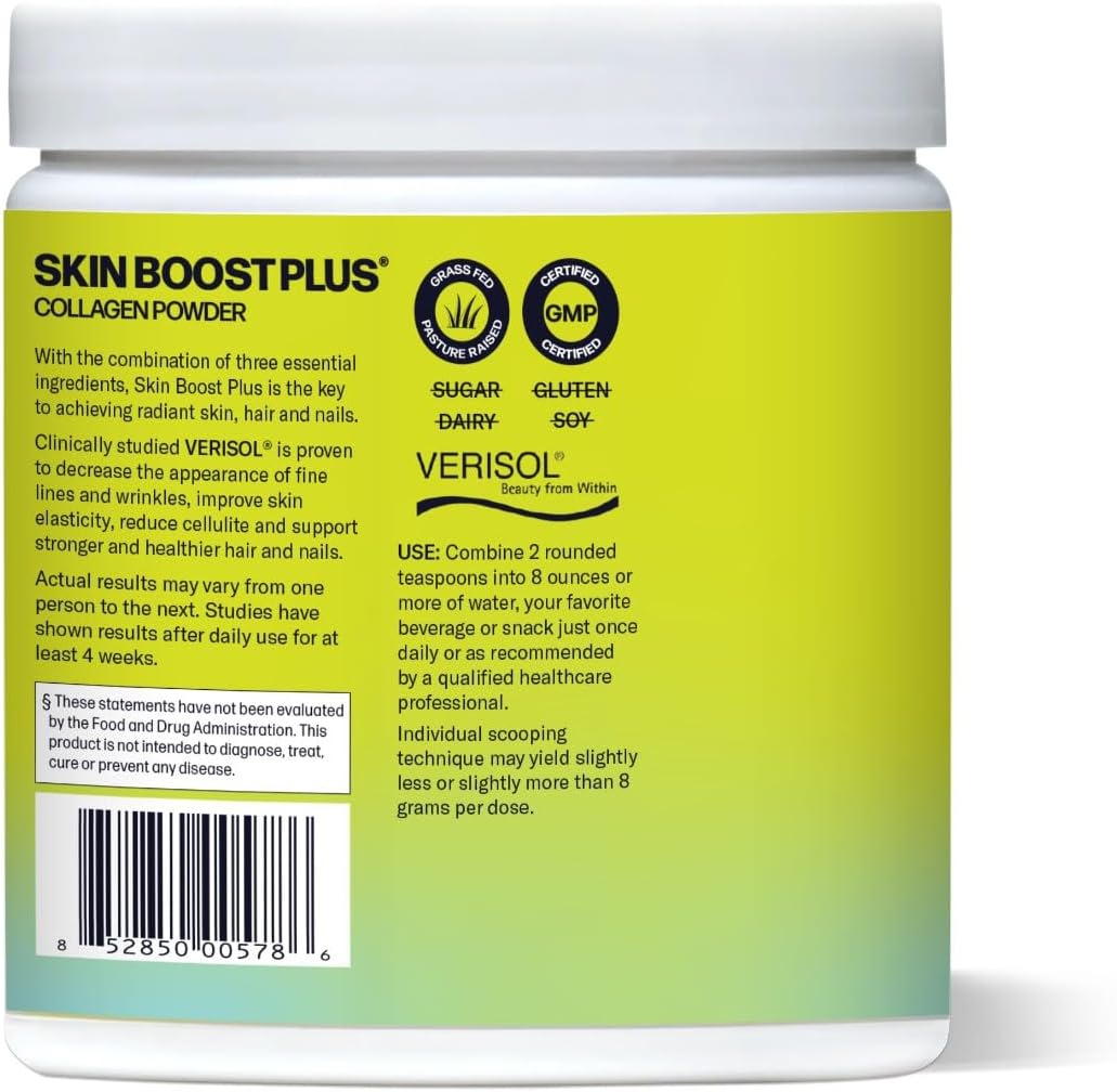 Skin Boost Plus Collagen Powder Supplement (Chocolate) [30 Servings] | Verisol Bioactive Hydrolyzed Collagen Peptides, Vitamin C, Hyaluronic Acid for Enhanced Skin Elasticity - Espot.com.au