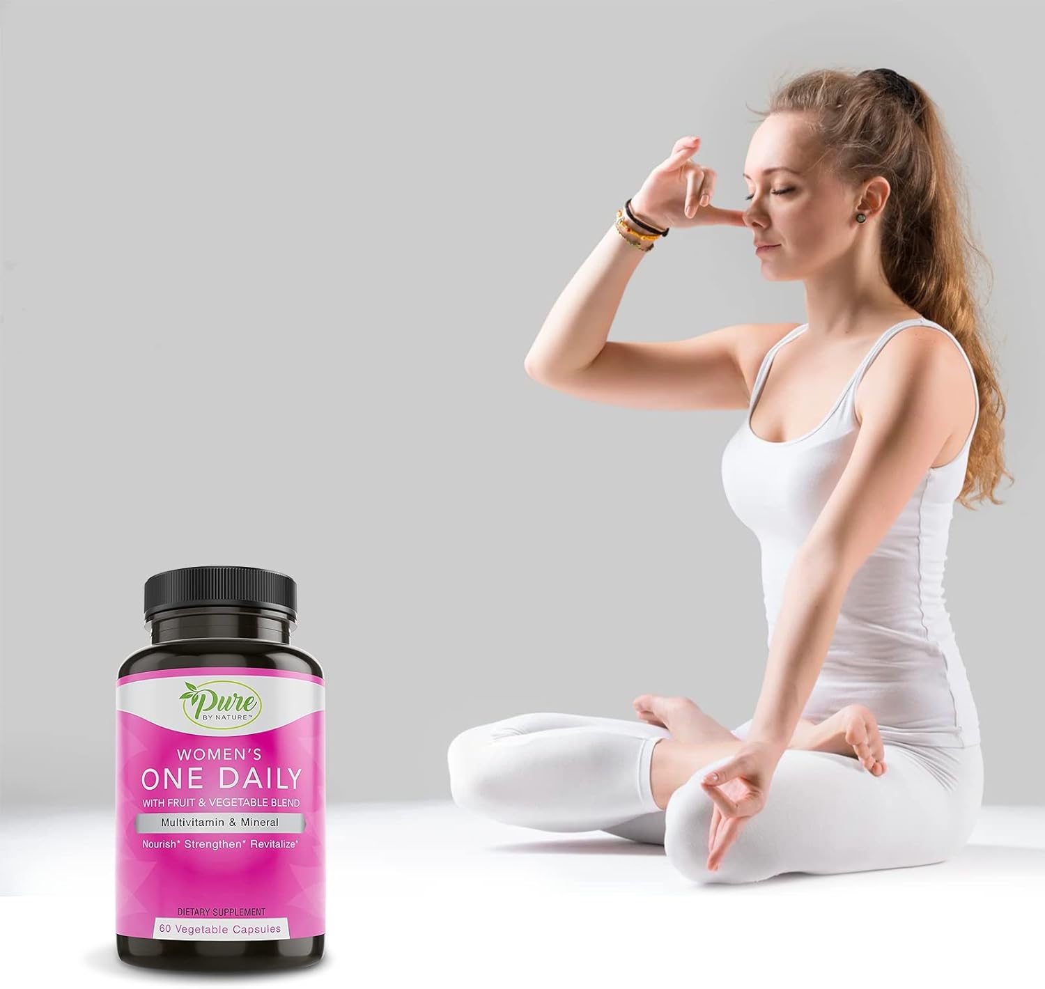 Pure By Nature Women's One-Daily Multivitamin - Immune Support, Non-GMO, Energy Boost - 60 Veggie Capsules - Espot.com.au