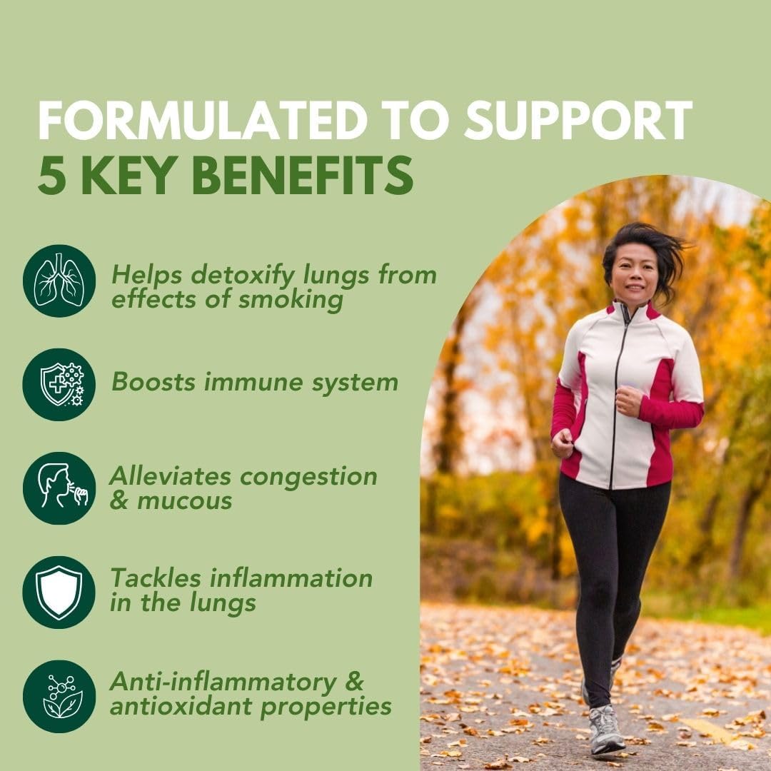 Advanced Lung Support Supplement with Unique Formula - Chaga Mushroom, Turmeric, Honeysuckle Flower, Pomegranate Blend - Promotes Respiratory Health, Detox, Cleanse - 90 Capsules - Espot.com.au