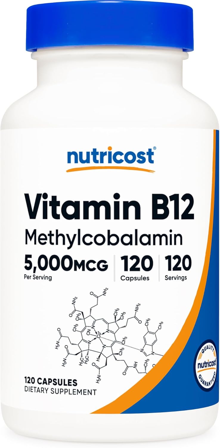 Nutricost Methylcobalamin Vitamin B12 5000mcg, 120 Capsules - Vegetarian, Non-GMO, Gluten-Free Supplement - Espot.com.au