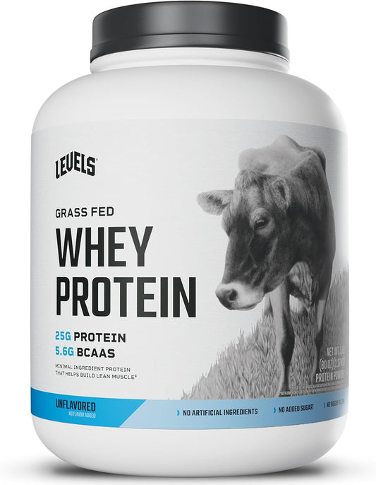 Levels Nutrition Grass Fed Whey Protein Powder - 5LB, 25G Protein, No Artificial Ingredients, Unflavored - Espot.com.au