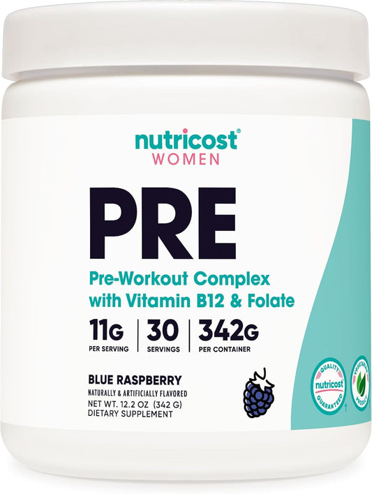 Nutricost Women's Pre-Workout Powder - Blue Raspberry Flavor - 30 Servings - Espot.com.au