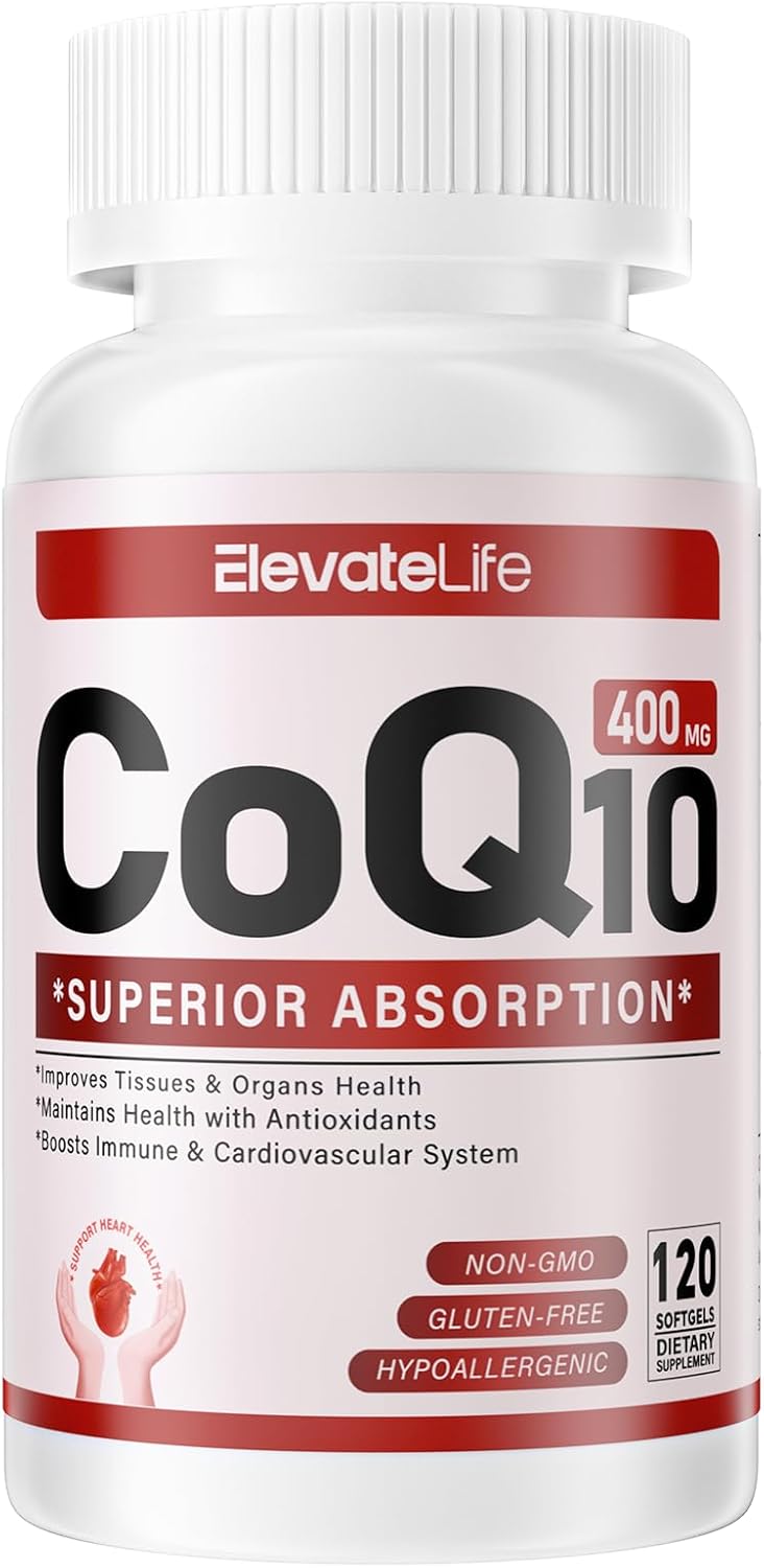 High-Absorption CoQ10-400mg Softgels with PQQ, BioPerine, Omega-3 - Antioxidant Supplement for Heart & Energy - 120 Servings - Espot.com.au