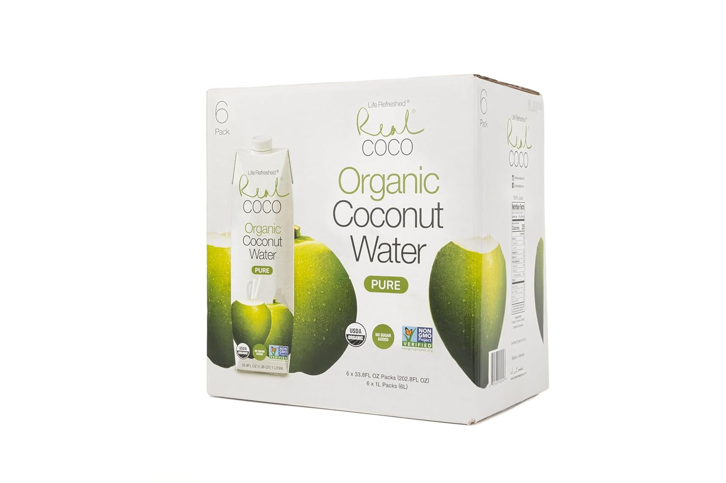 organic-pure-coconut-water-6-pack-1l---usda-certified-no-added-sugar-plant-based-electrolyte-rich-vegan---life-refreshed-6