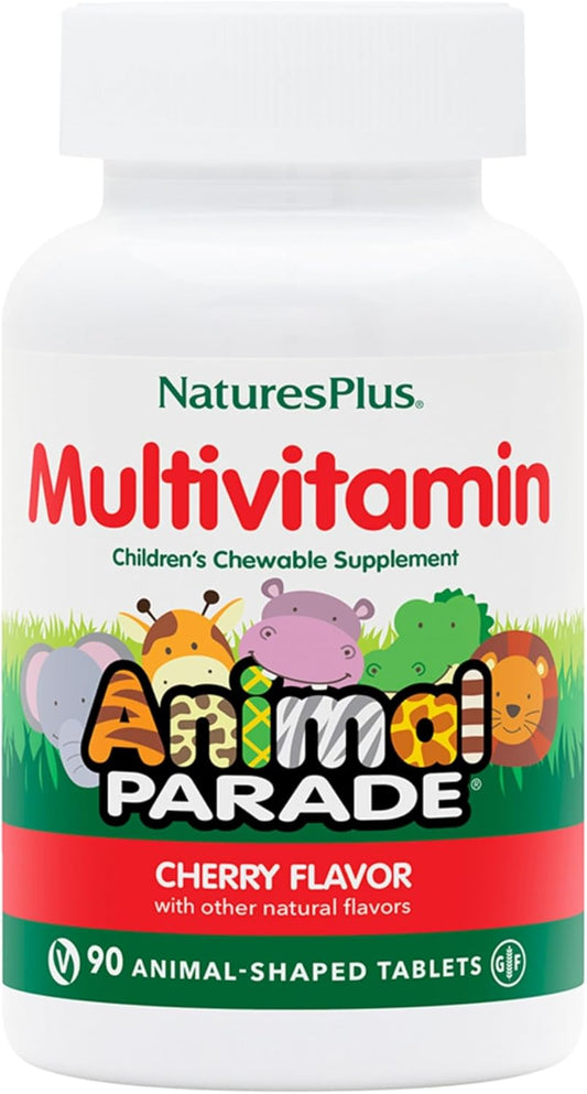 natures-plus-animal-parade-cherry-multivitamin-childrens-chewables---90-animal-shaped-tablets---promotes-health-well-being---vegetarian-gluten-free---45-servings-1