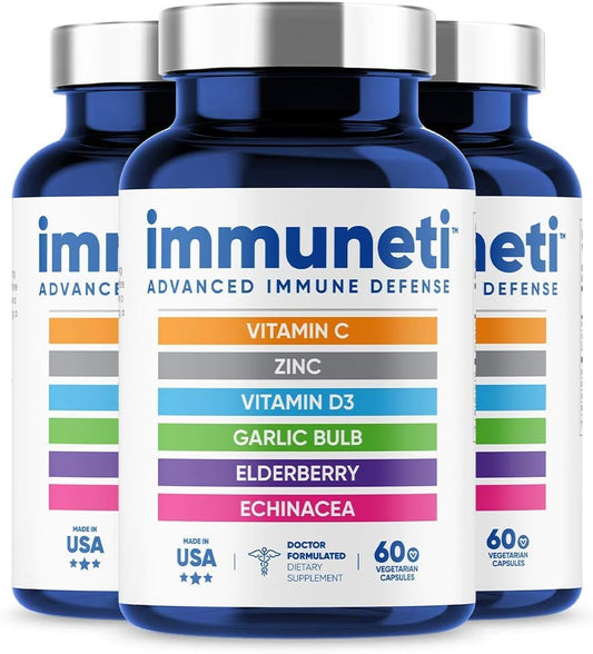 Immuneti Nutrition Immuneti - 6-in-1 Immune Defense Supplement with Vitamin C, D3, Zinc, Elderberries, Garlic, Echinacea - 3 Pack for Overall Health Support - Espot.com.au