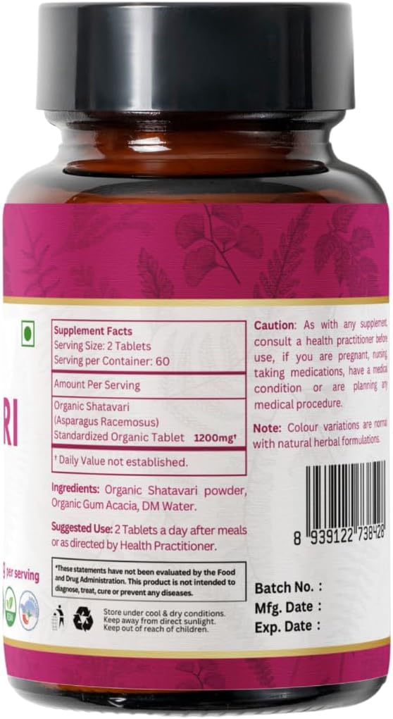 Organic Shatavari Tablets 240ct - 1200mg Asparagus Racemosus per Serving - Women's Health Support - Immune System Booster - Vegan & USDA Certified - Pack of 2 - Espot.com.au