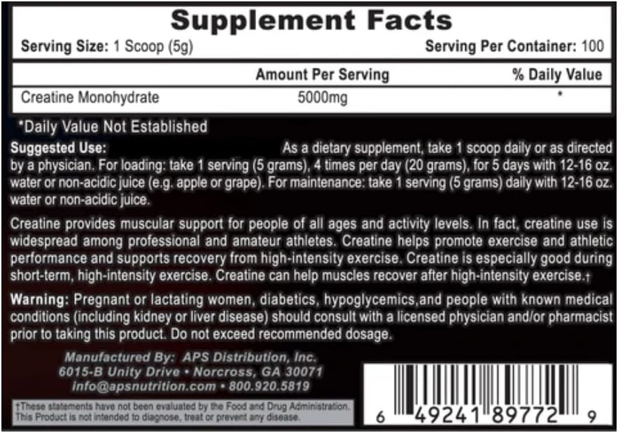 aps-nutrition-pure-creatine-monohydrate-powder---500g-100-servings---unflavored---boost-athletic-performance-and-strength---muscle-volumizer-and-atp-booster-2