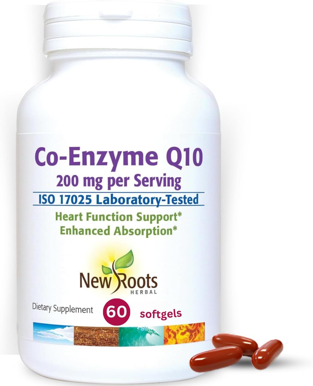 New Roots Herbal Coenzyme Q10 (CoQ10) 200 mg Softgels - Heart & Energy Support - Naturopathic Doctor Formulated - 30-Day Supply - Espot.com.au