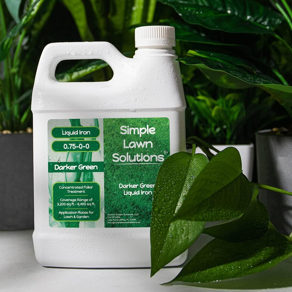 Liquid Iron Fertilizer for Darker Green Lawns - Chelated Micronutrients - Concentrated Green Booster for Turf Grass, Indoor Plants, and Gardens - 32 Ounce - Espot.com.au