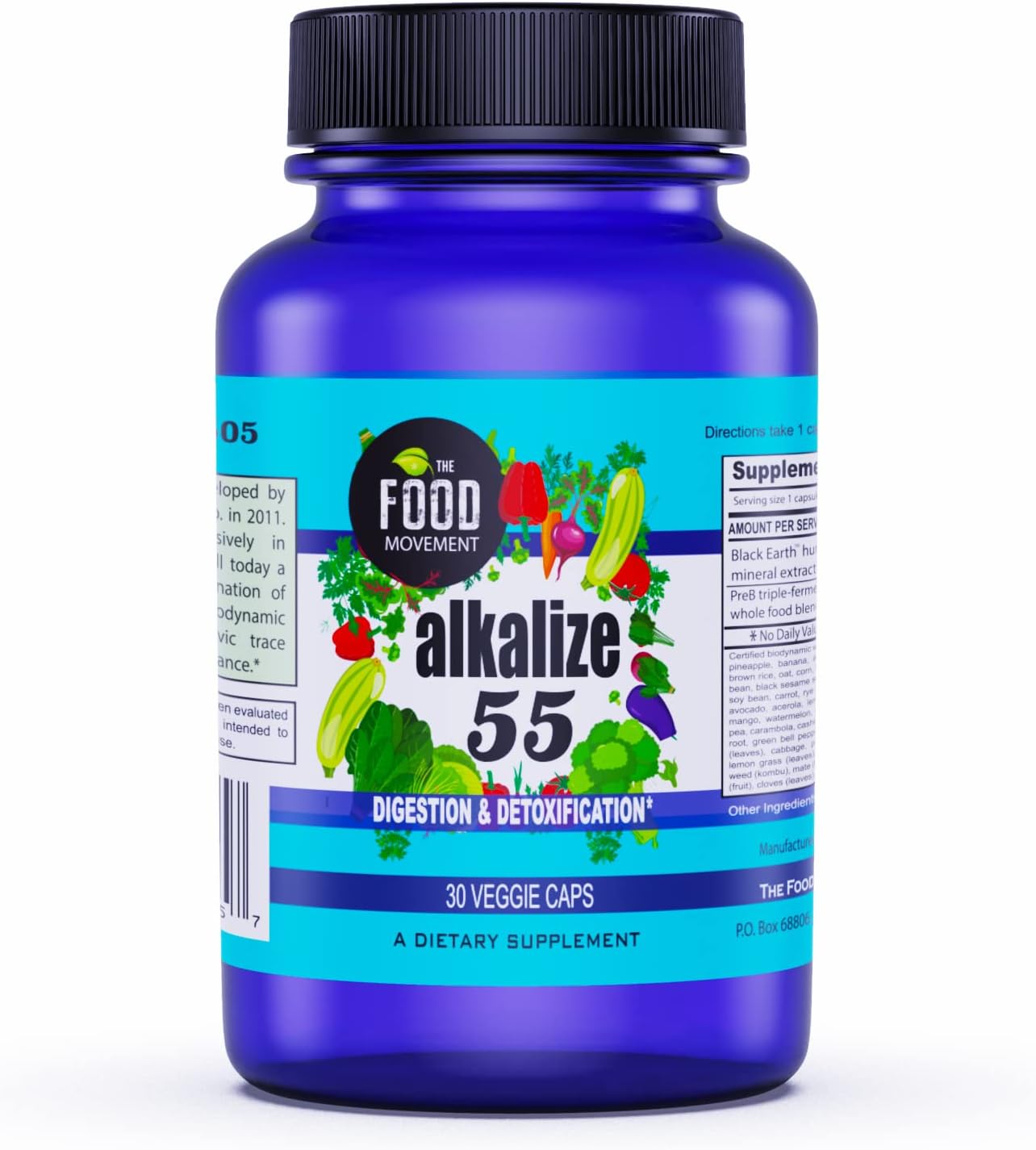 Alkalize 55 - Fermented Foods with Black Earth Humic Fulvic Trace Minerals for pH Balance and Immune Support - 30 Vegan Capsules - Espot.com.au