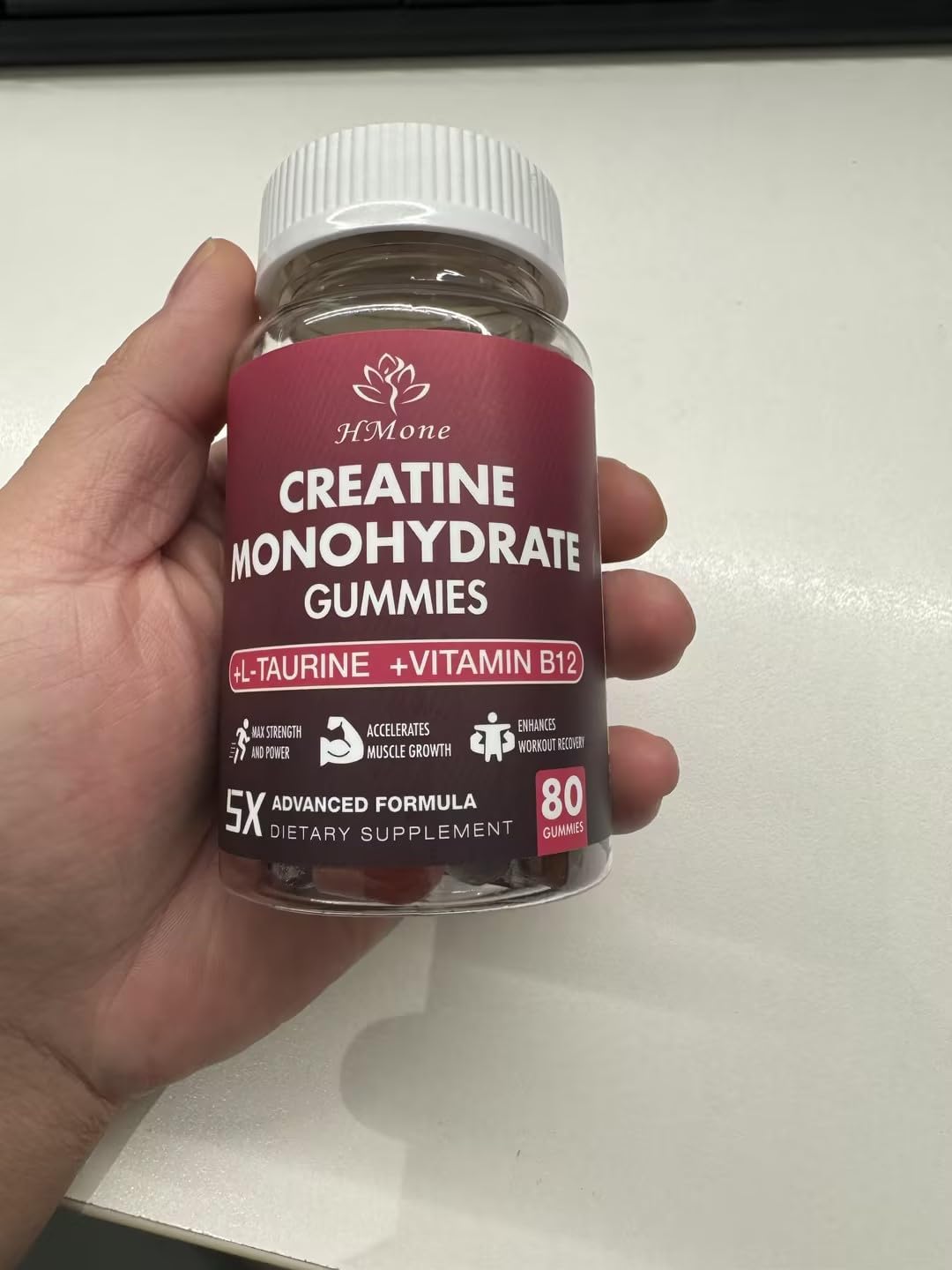 HMone Creatine Monohydrate Gummies - 5g, 160 Count - Chewable Supplements for Muscle Gain, Strength, Energy Boost - Sugar Free, Vegan - Men & Women - Espot.com.au