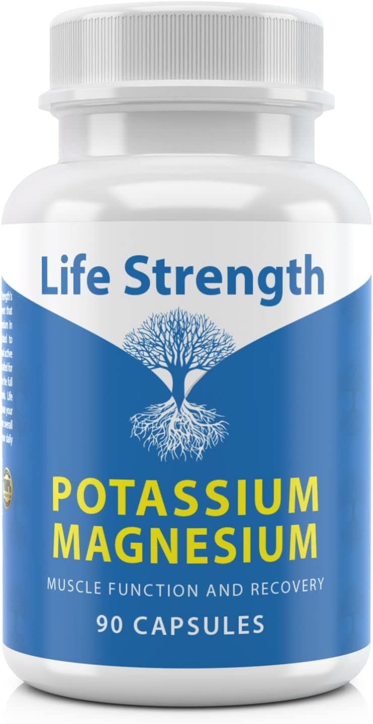90 Capsules LifeStrength Magnesium Potassium Complex Supplement for Vascular Health & Leg Cramp Relief with High Absorption Formula - Espot.com.au