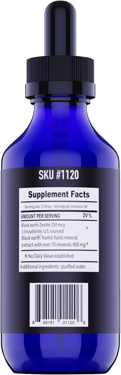 Black Earth Zeolite with Humic Fulvic Acids Trace Minerals Liquid Drops Supplement for Detox, Gut Health, Immune Support - 2oz for Adults and Kids - Espot.com.au