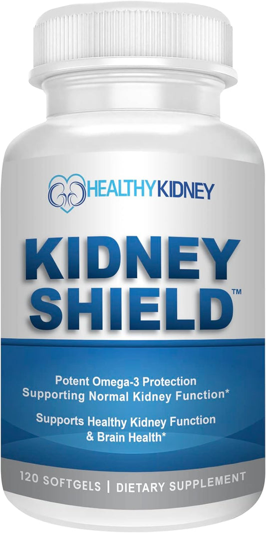 Kidney Shield Omega 3 Fish Oil Supplements for Kidney Health - Supports Normal Function & Cleanse Detox - 120 Lemon Softgels - Espot.com.au
