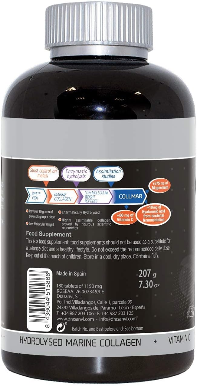 Collmar Magnesium Tablets with Marine Collagen - Supports Healthy Skin, Cartilage, and Bones - 180 Supplements - Espot.com.au