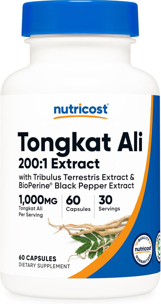 Nutricost Tongkat Ali Capsules with Tribulus Terrestris and BioPerine - 1,000mg, 60 Count, Vegetarian, Non-GMO, Gluten Free - Espot.com.au