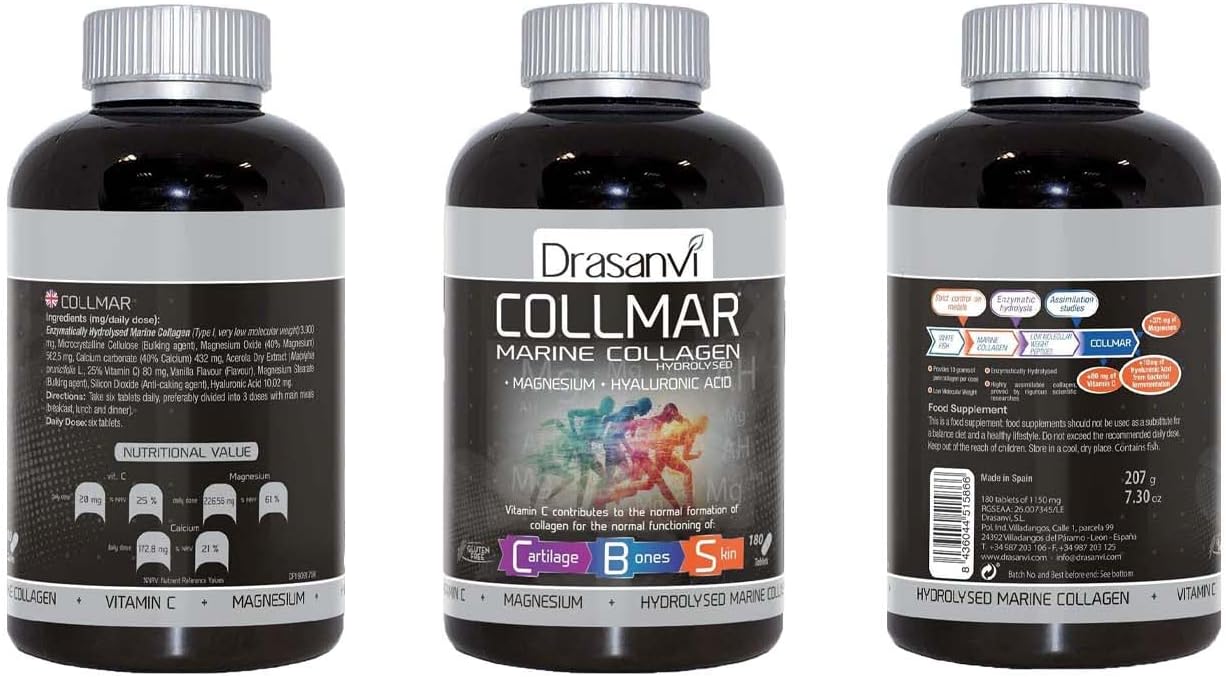 Collmar Magnesium Tablets with Marine Collagen - Supports Healthy Skin, Cartilage, and Bones - 180 Supplements - Espot.com.au