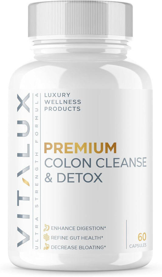 VITALUX Colon Cleanse & Detox Supplement - Premium Formula for Digestion & Gut Health - Reduce Bloating - 60 Capsules - Espot.com.au