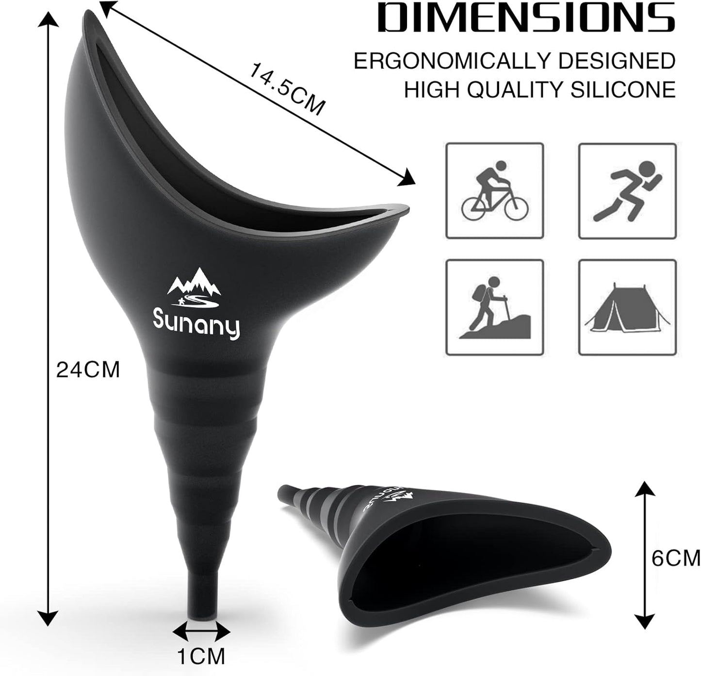 Portable Female Urinal with Silicone Funnel for Standing, Reusable and Travel-Friendly - Ideal for Outdoor Activities and Camping - Espot.com.au