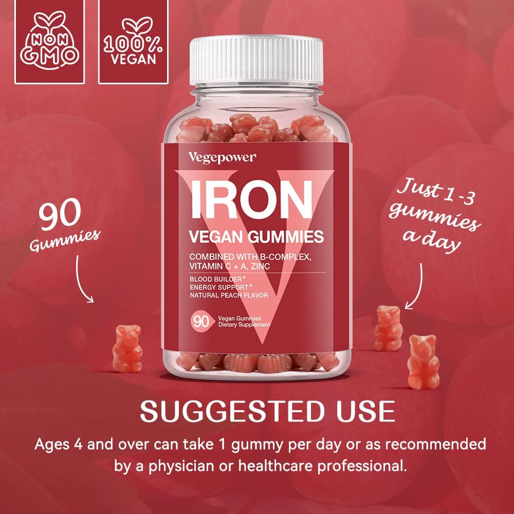 vegepower-vegan-iron-gummies---peach-flavor-multivitamin-supplement-with-iron-for-women-kids---supports-energy-blood-health-2-packs-5