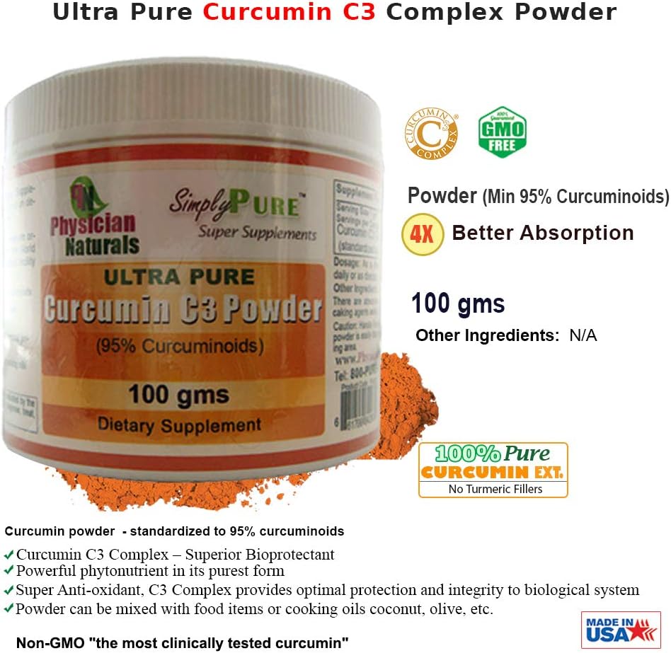 physician-naturals-ultra-pure-curcumin-c3-complex-powder---100-pure-turmeric-extract-for-joint-support-and-immune-health---100g---high-absorption-formula-3
