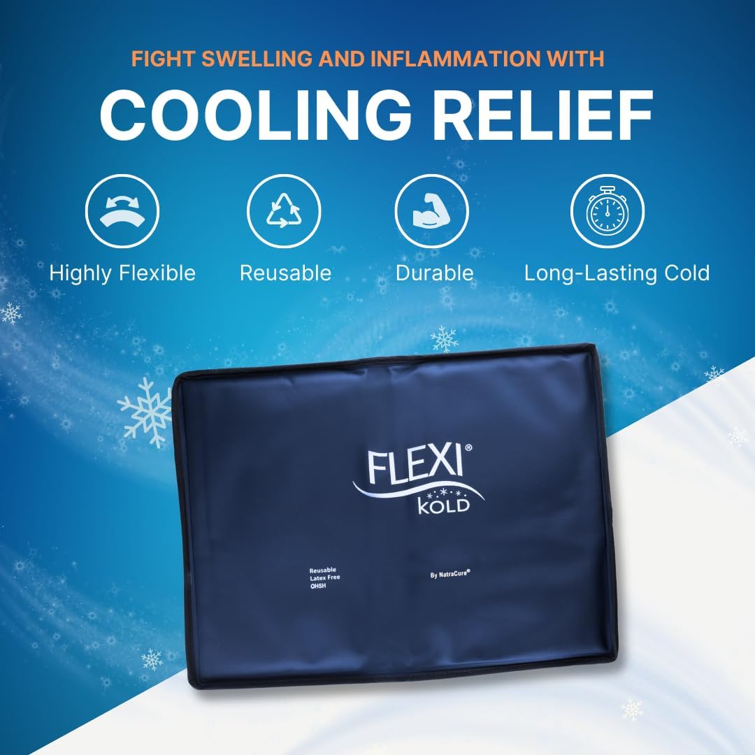 Large FlexiKold Gel Ice Pack (10.5" x 14.5") - Reusable Ice Pack for Injuries, Back Pain Relief, Knee & Shoulder, Post Surgery - NatraCure 6300-COLD - Espot.com.au
