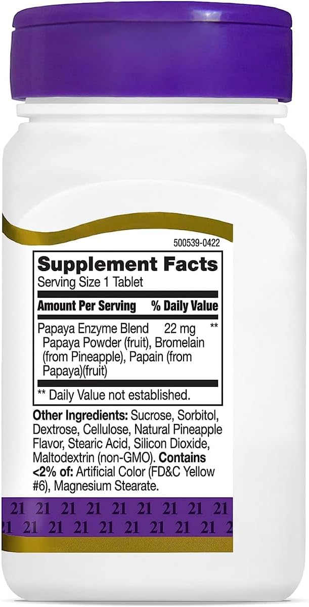 papaya-pineapple-digestive-enzyme-chewables-100-count-for-gut-health---tropical-flavor-non-gmo-gluten-free---21st-century-formula-without-added-salt-yeast-or-artificial-flavors-2