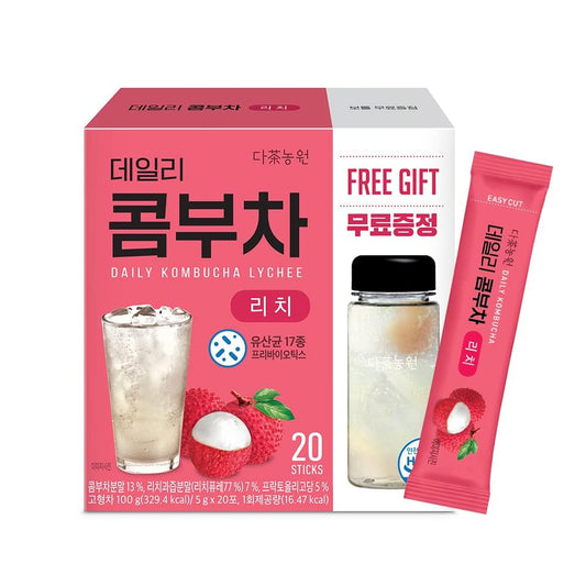lychee-garden-kombucha-sticks---20-daily-packets-with-gift-bottle-zero-sugar-gut-healthy-sparkling-beverage-for-iced-and-hot-tea-fermented-korean-drink-for-workouts---352oz-100g-1